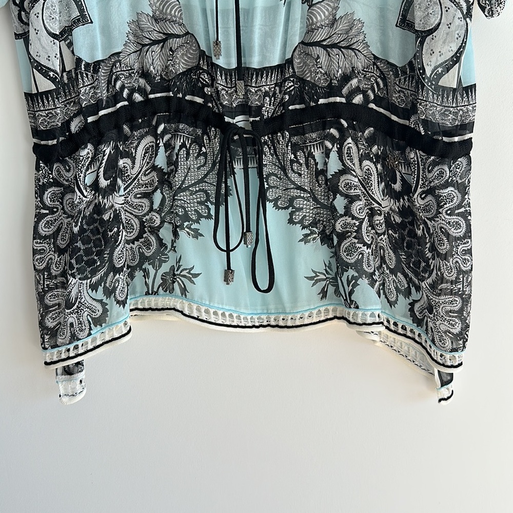 Roberto Cavalli Silk Sheer Tunic Blouse with Knitted Details Size 42 - Picture 6 of 13